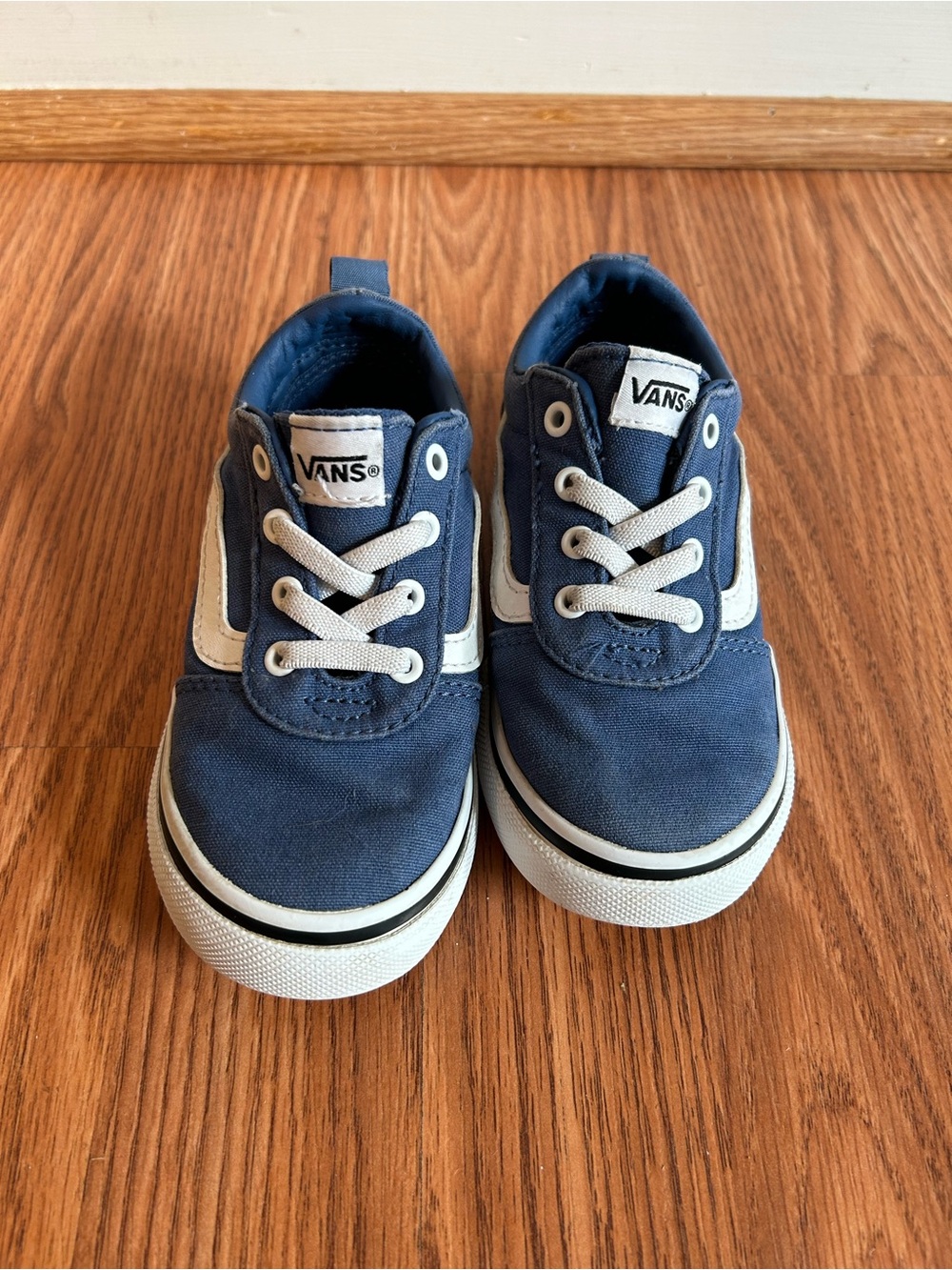 Vans Kids Blue Lace up Canvas Slip On Sneakers